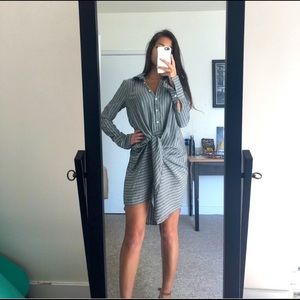 Grey and white striped work dress